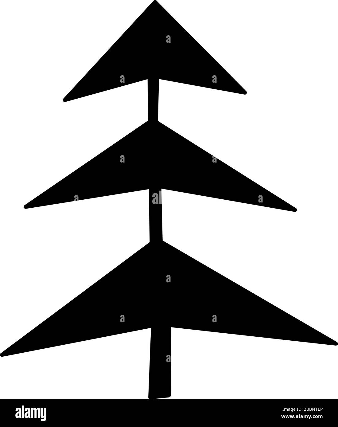 Sapin nouvelle année tiré à la main. Illustration de Doodle pour les motifs, les cartes de vœux d'hiver, les affiches, les autocollants et le dessing saisonnier. Illustration de Vecteur