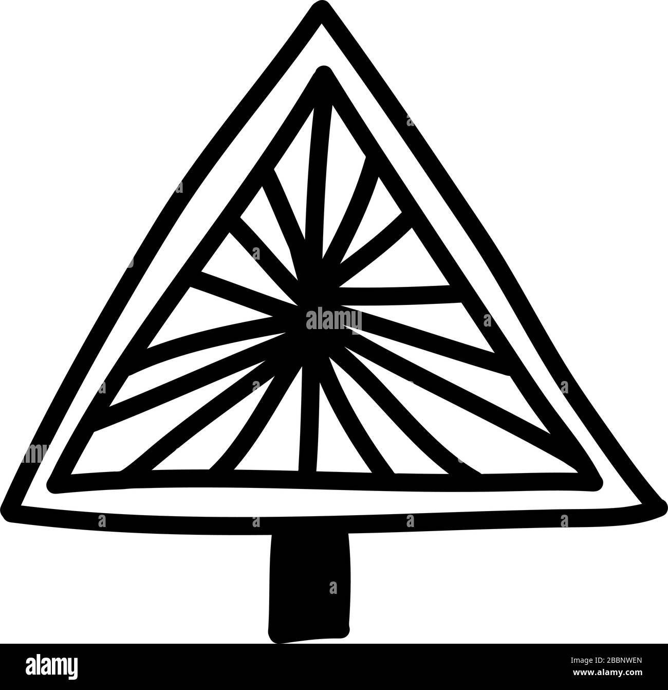 Sapin nouvelle année tiré à la main. Illustration de Doodle pour les motifs, les cartes de vœux d'hiver, les affiches, les autocollants et le dessing saisonnier. Illustration de Vecteur