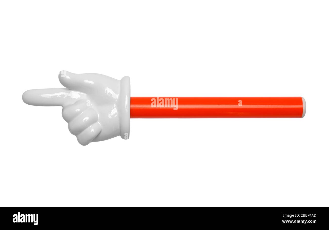 Pointeur doigt isolé sur fond blanc. Banque D'Images