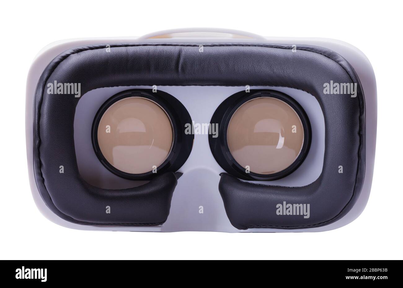 Réalité virtuelle casque vue intérieure découpe sur blanc. Banque D'Images