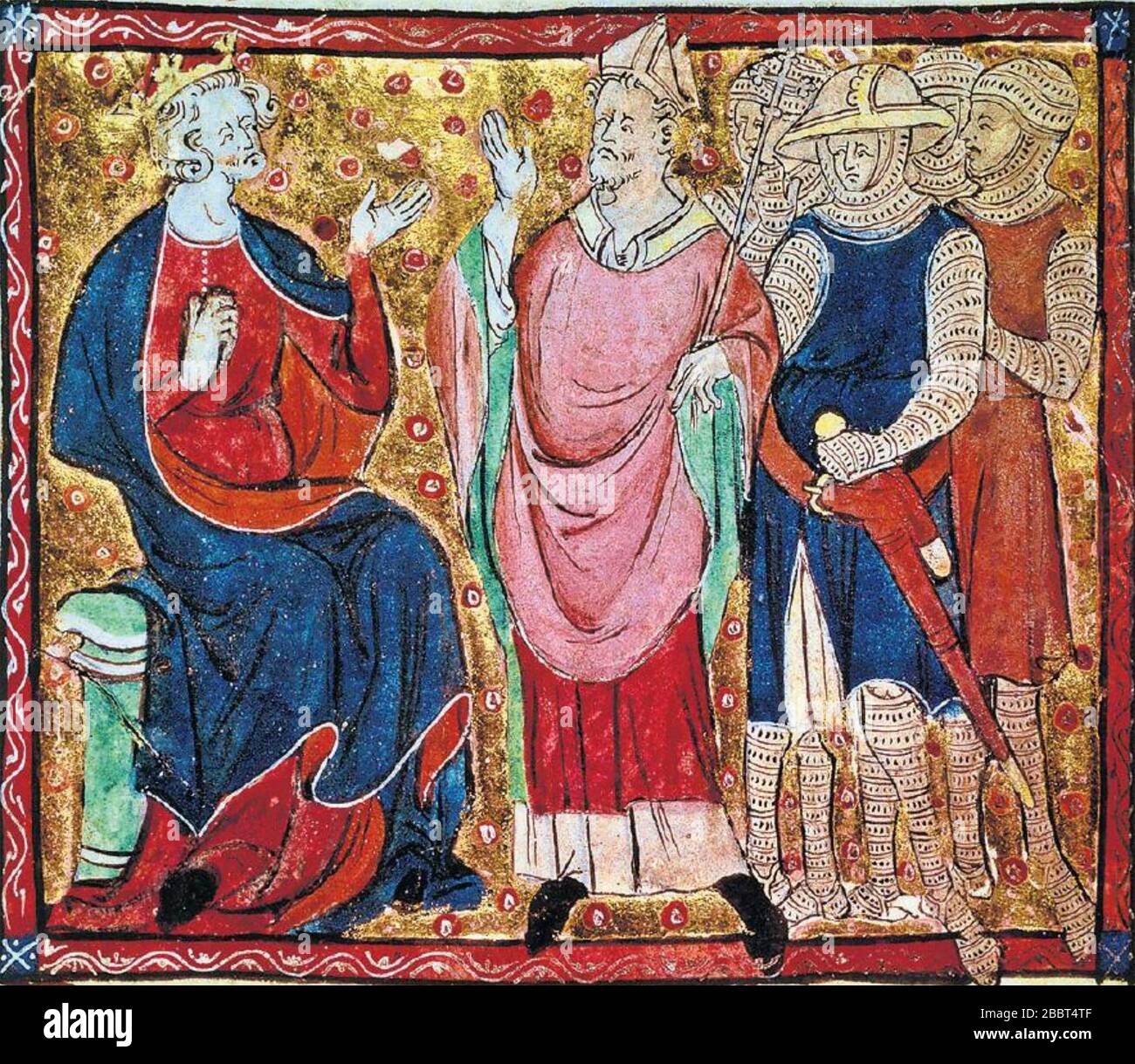 HENRY II (1133-1189) avec Thomas à Becket et les trois chevaliers au XIVe siècle Liber Legum Antiquorum Regum Banque D'Images