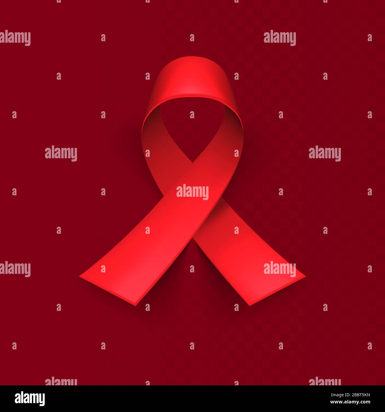 Ruban rouge réaliste, symbole de jour des aides mondiales, 1er décembre. Fond rouge, fond. Modèles pour pancartes, bannières, dépliants, présentations, rapports Illustration de Vecteur