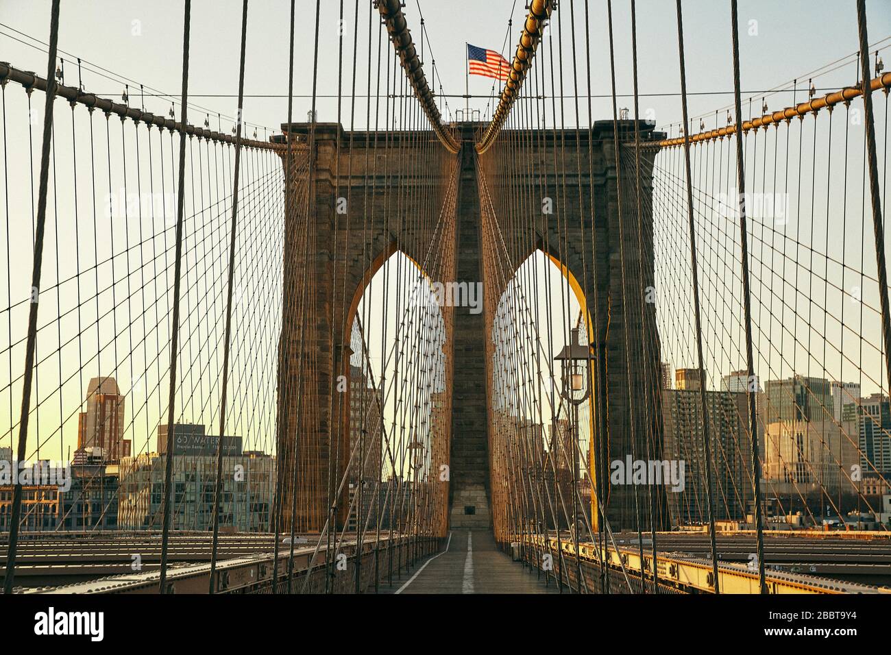 Pont de Brooklyn vide Banque D'Images