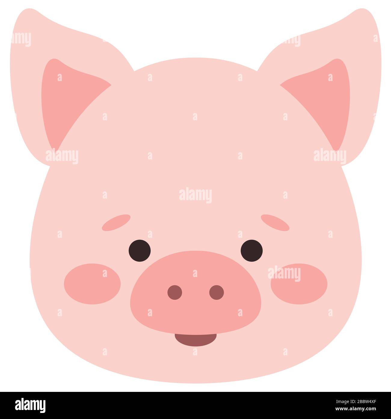 Icône vectorielle de face de cochon mignonne isolée sur fond blanc. Illustration de Vecteur