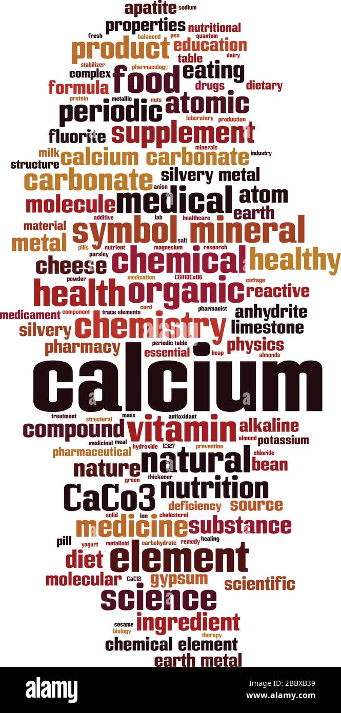 Concept de nuage de mots de calcium. Collage de mots sur le calcium. Illustration vectorielle Illustration de Vecteur