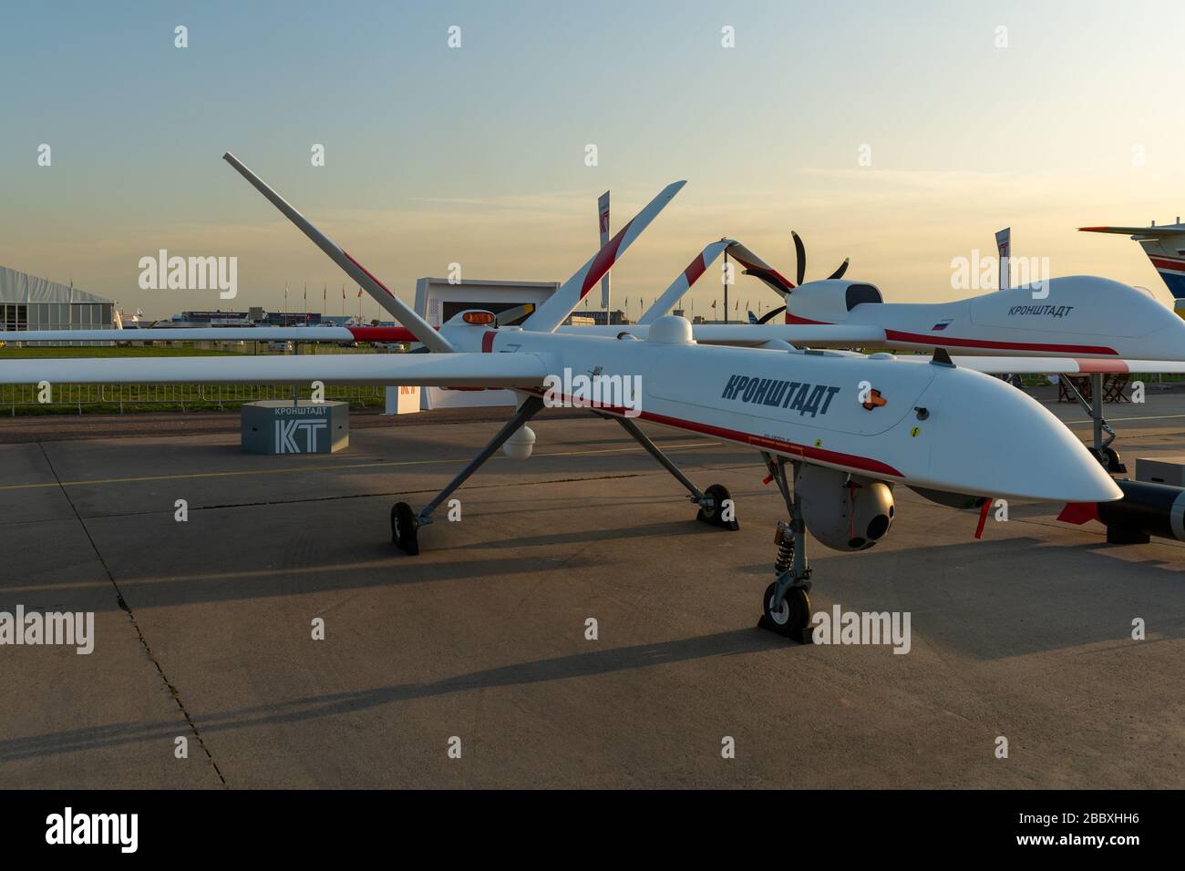 30 Août 2019. Zhukovsky, Russie. Vol de longue durée en véhicule aérien sans pilote russe (UAV) développé par la société 'Kronstadt' (AFK Sistema) à la I Banque D'Images