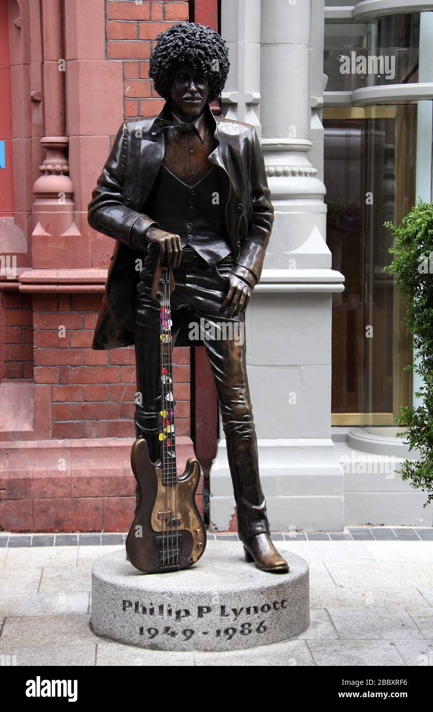 Statue du célèbre musicien irlandais Phil Lynott dans le centre-ville de Dublin Banque D'Images