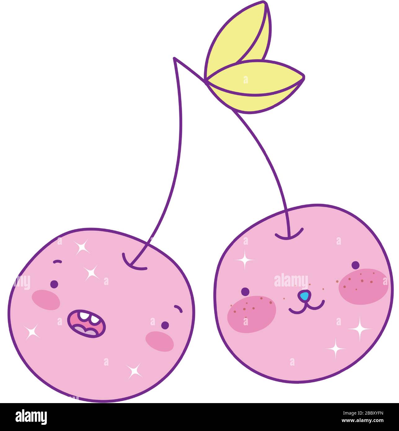 Dessin Des Caricatures De Cerises Expression De Kawaii Personnage Mignon Drôle Et émoticône
