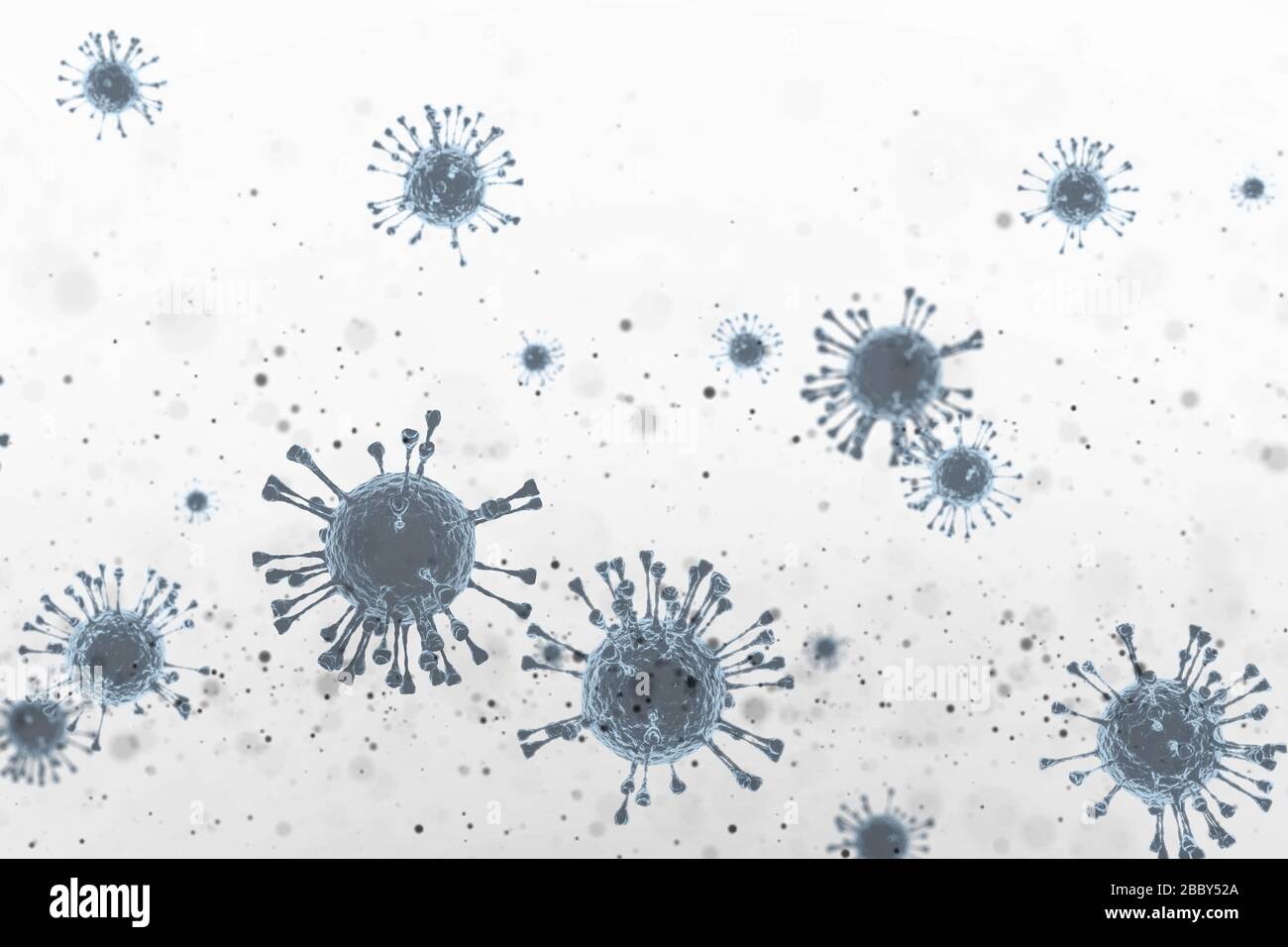Bactéries germinales sales espace Covid SRAS Mers danger virus droplet 3DIllustration concept pour le fond. Banque D'Images