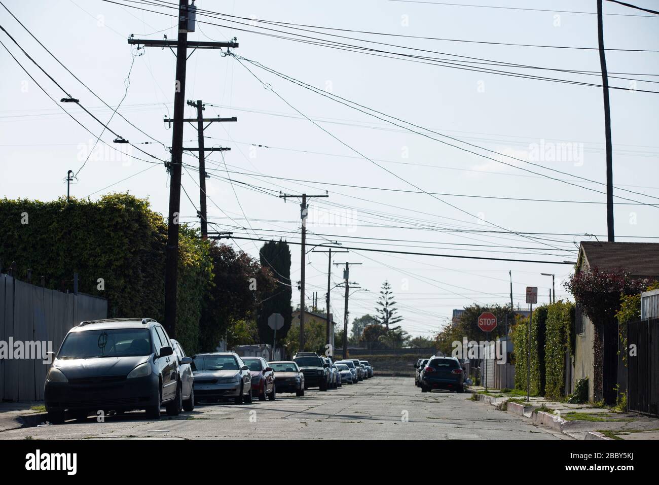 Vue sur la rue du centre-ville de Compton, Californie, États-Unis. Banque D'Images