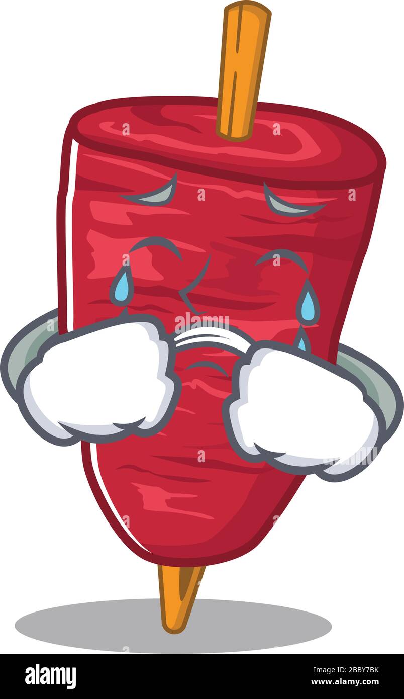 Dessin de personnage de dessin animé de kebab de doner avec un visage pleurant Illustration de Vecteur