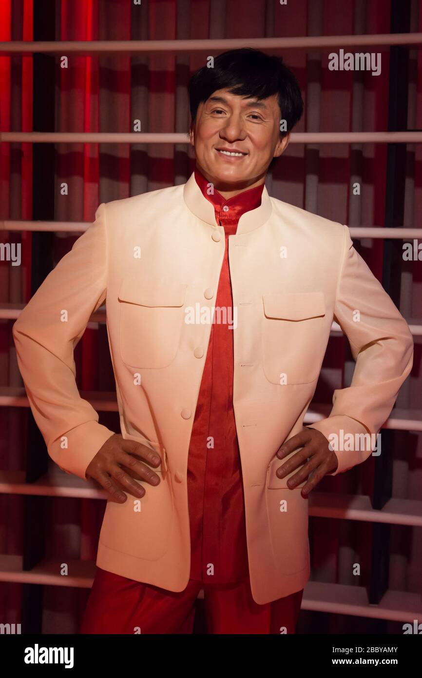 Bangkok, Thaïlande - 1 novembre 2019 : exposition de la cire Jackie Chan au musée de Madame Tussauds, Siam Discovery à Bangkok, Thaïlande. Banque D'Images