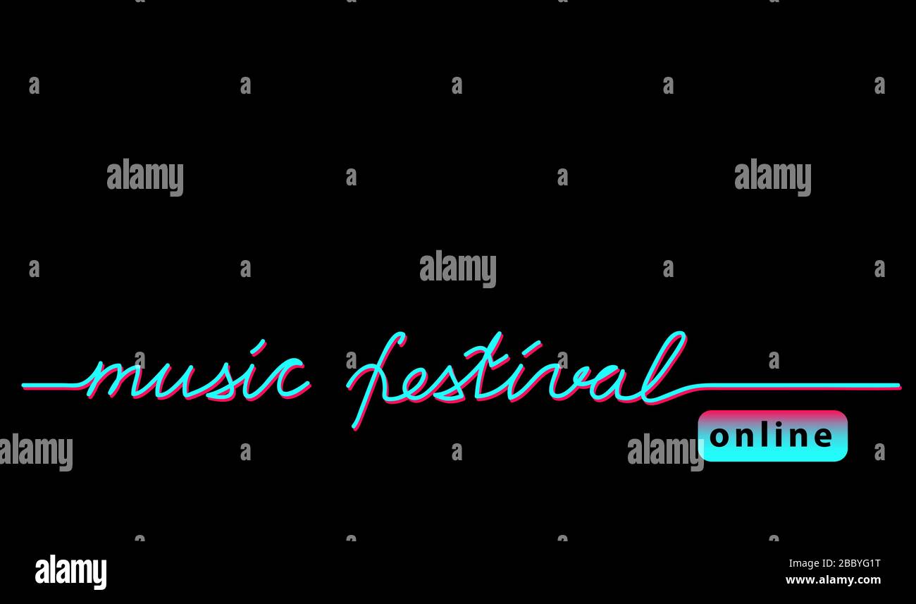 Musique en ligne festival concert black web banner, fond avec couleurs tiktok. Illustration de Vecteur