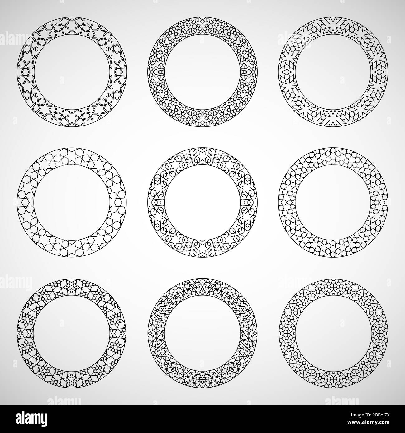 Ensemble d'éléments d'ornement islamique ronds. Illustration vectorielle de motifs géométriques décoratifs islamiques ronds pour votre conception Illustration de Vecteur