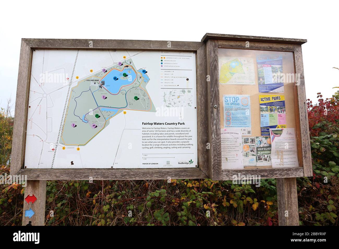 Carte du parc. Parc du comté de Fairlop Waters, Barkingside, Londres Borough of Redbridge Banque D'Images