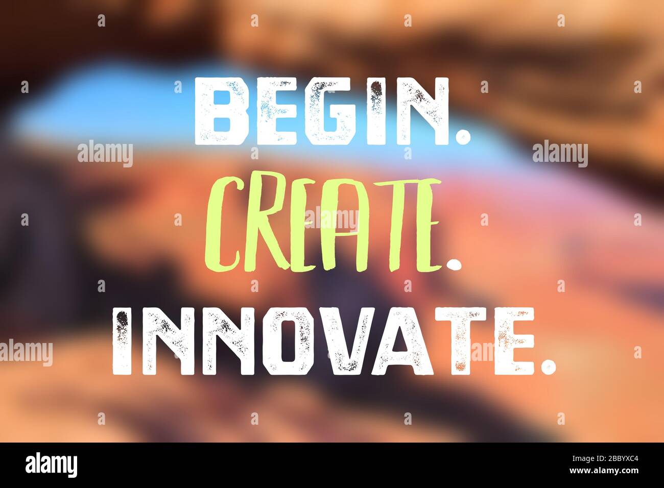 Démarrage de la technologie affiche de motivation - commencer à créer l'innovation. Banque D'Images