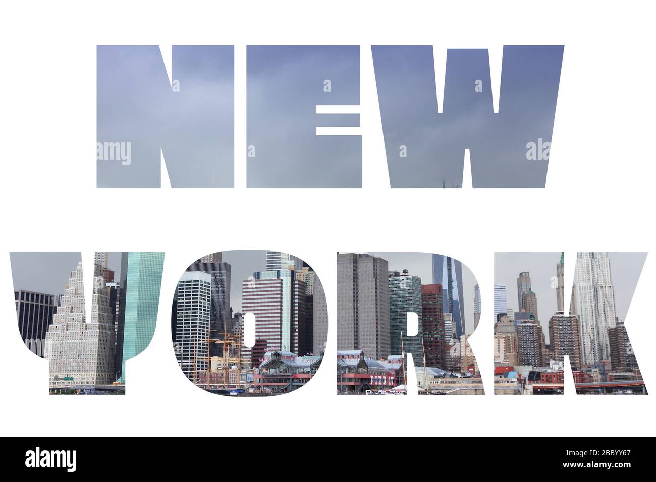 Nom de la ville de New York - USA travel destination signe sur fond blanc. Banque D'Images