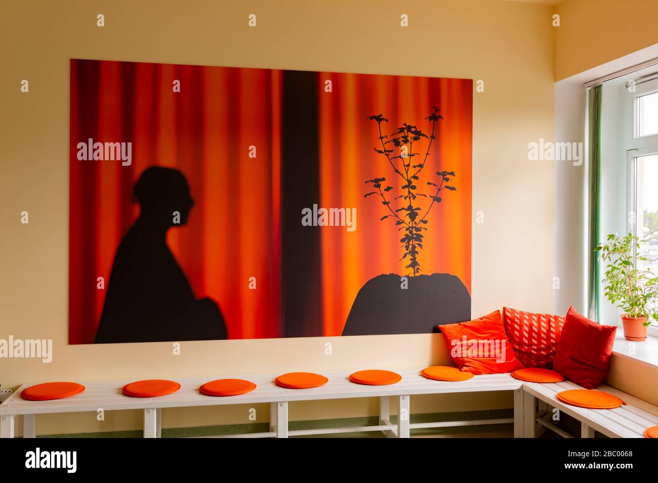 Studio de yoga avec lumière du soleil Banque D'Images