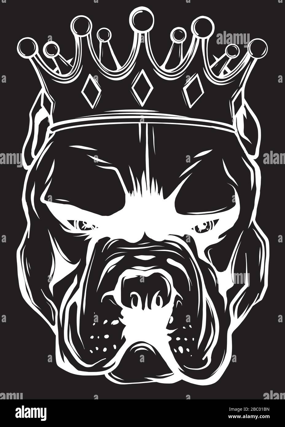tête de chien avec couronne sur fond noir Illustration de Vecteur
