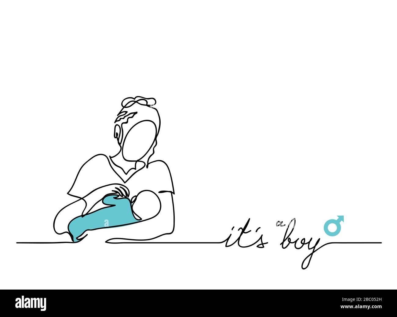 Son jeune lettrage avec illustration vectorielle de la mère avec son bébé. Illustration de Vecteur