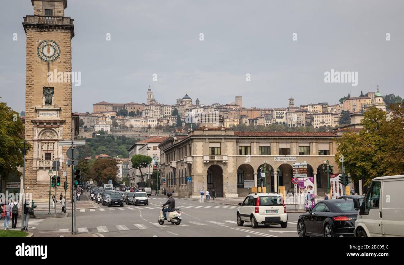 Image du stock de Bergame dans la région de Lombardie en Italie près de Milan prise avant l'éclosion de Coronavirus. Banque D'Images