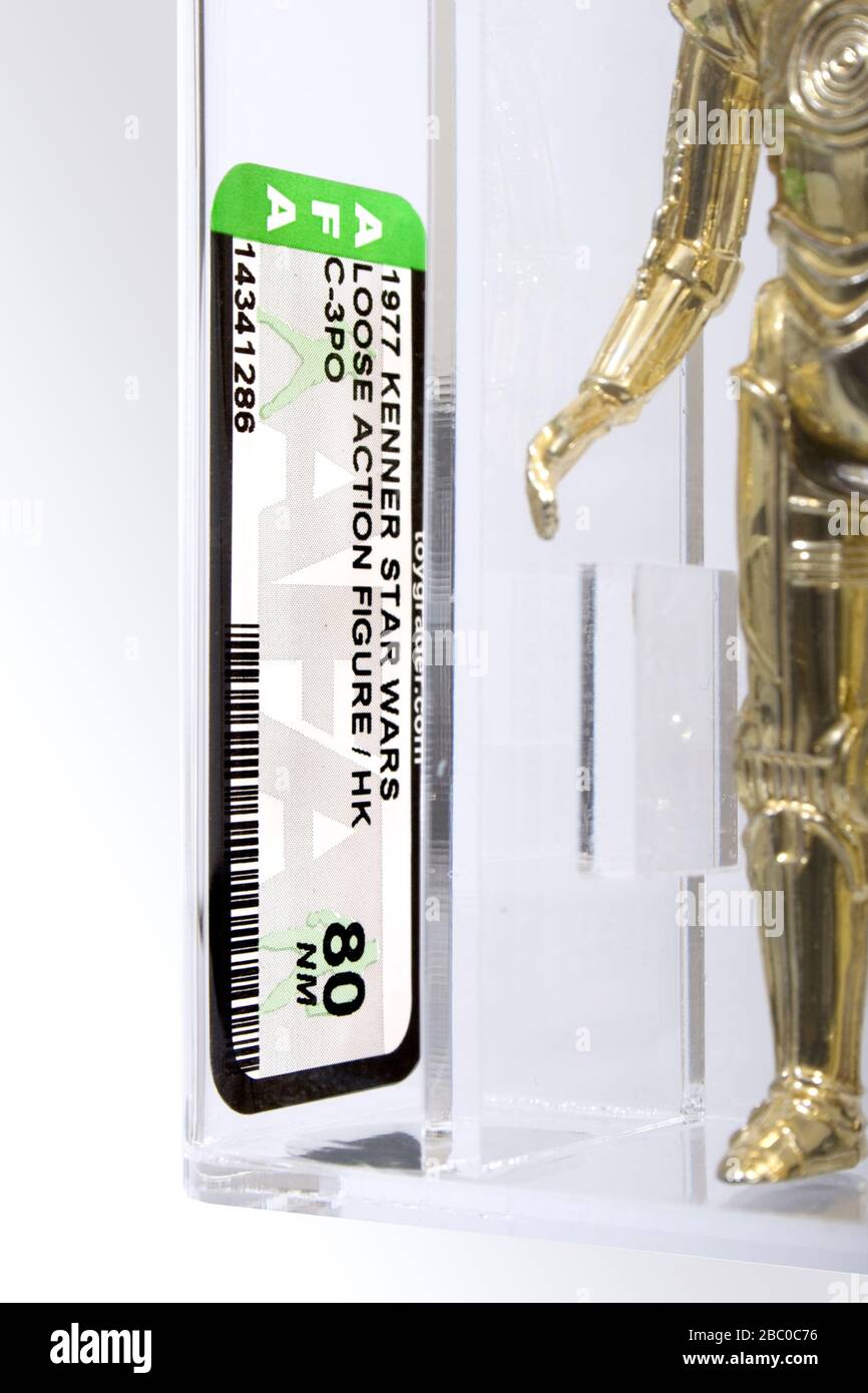 1977 Vintage Kenner Star Wars Loose C-3 PO action Figure AFA 80 près de Mint fait à Hong Kong Banque D'Images