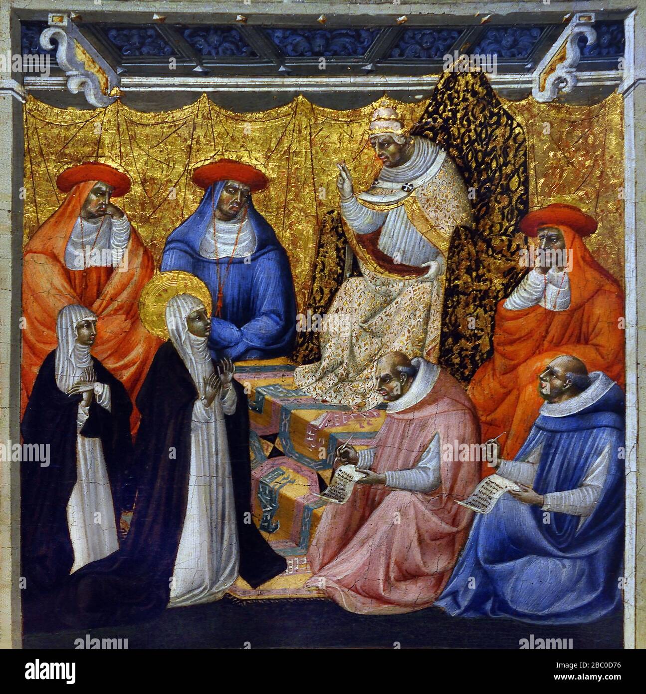 Sainte Catherine devant le pape à Avignon 1460-1463 Giovanni di Paolo di Paolo di Grazia Italien Siena 1398 – 1482 Italie Banque D'Images