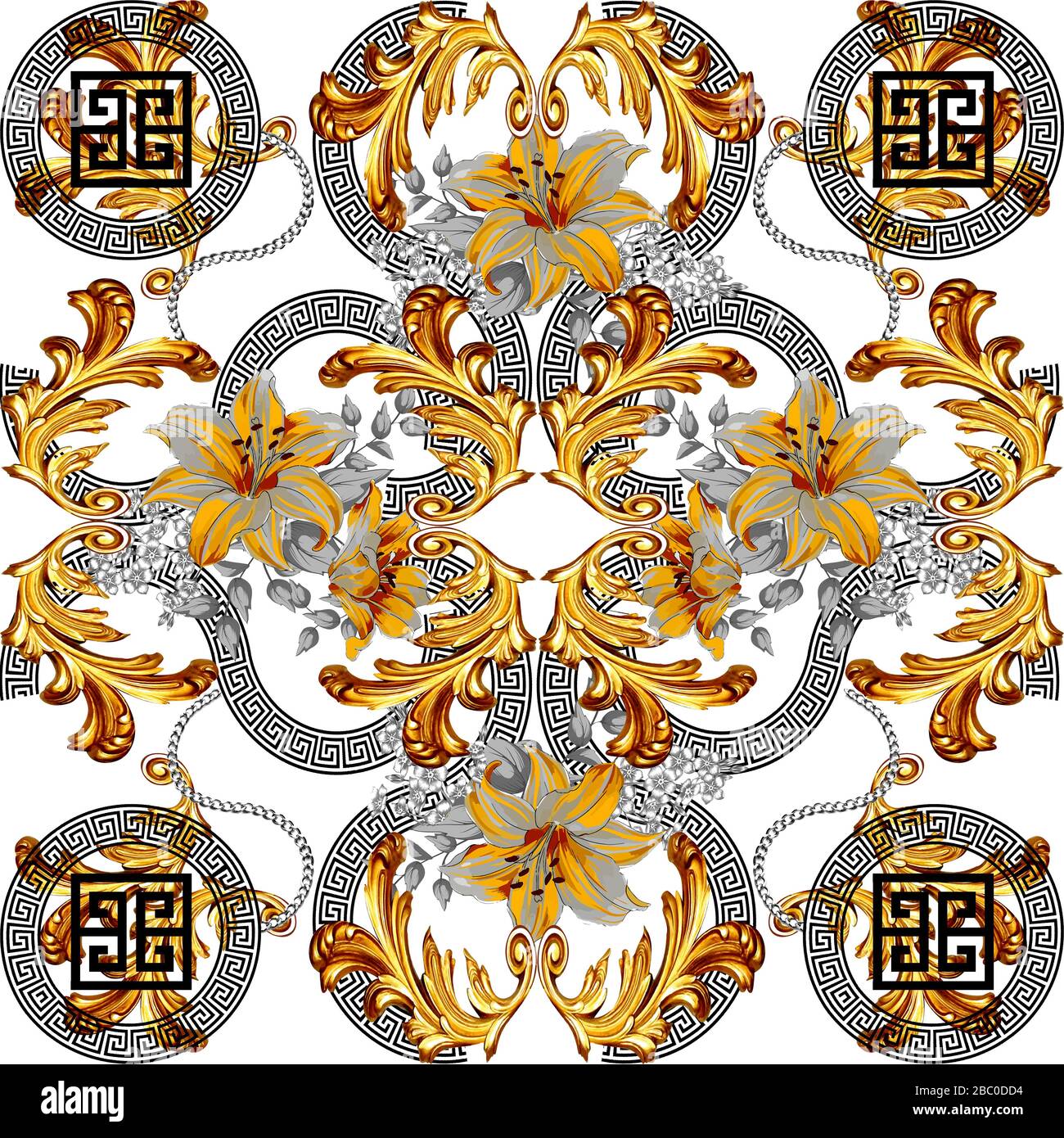 style baroque avec motif grec circulaire sans couture Banque D'Images