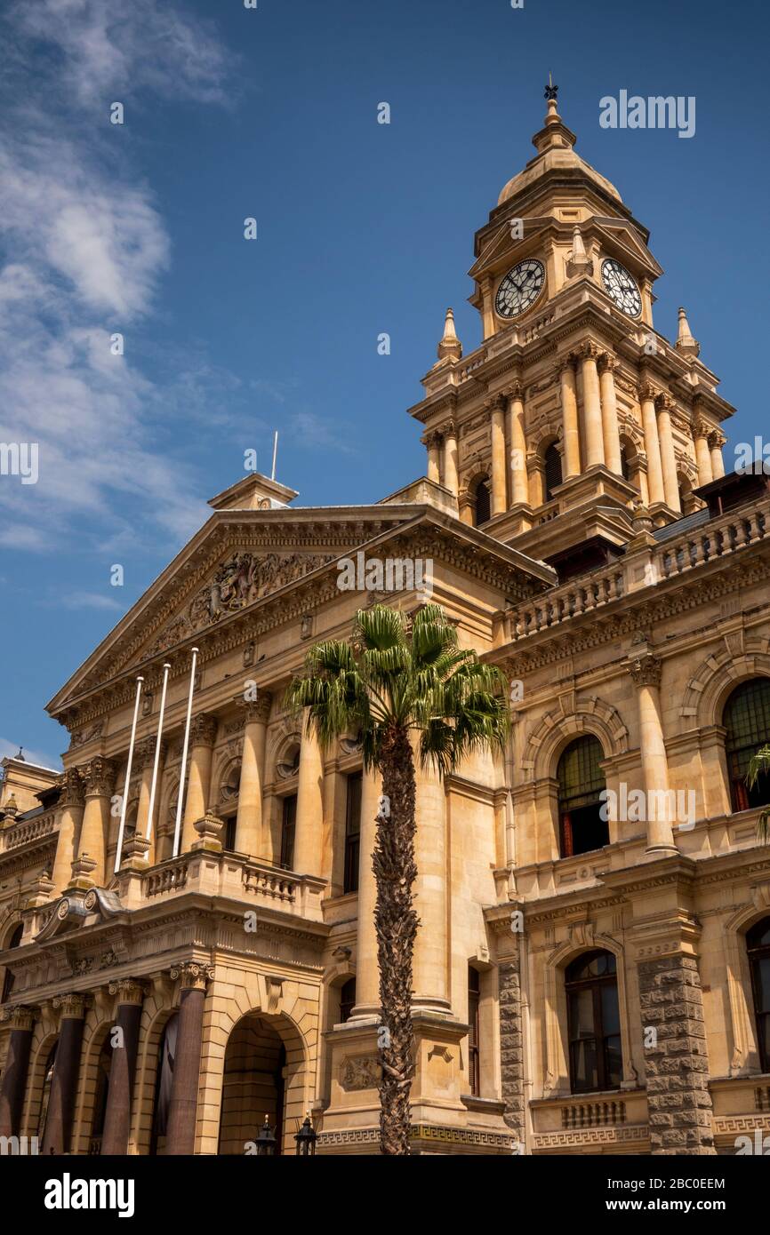 Afrique du Sud, Cap, Darling Street, Hôtel de Ville, façade et tour de l'horloge Banque D'Images