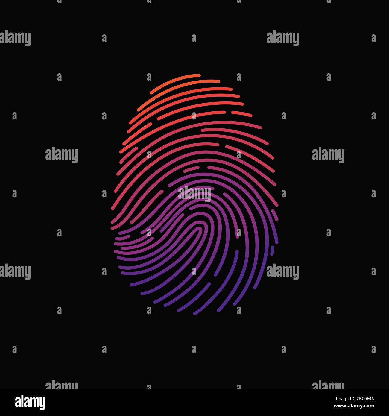 Système d'identification de numérisation pour empreintes digitales. Autorisation biométrique et concept de sécurité commerciale. Empreinte digitale de différentes couleurs sur un noir Illustration de Vecteur