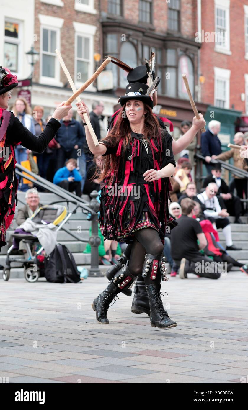 Darlington Morris Dancing Festival, comté de Durham, Royaume-Uni. 14/4/2018. Photo de Stuart Boulton. Banque D'Images