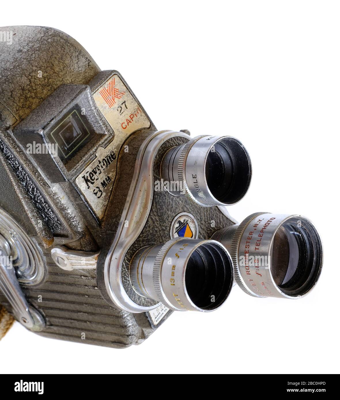Keystone K27 Capri caméra de cinéma de 8 mm avec tourelle à triple objectif de 1957, l'une des caméras ciné les plus populaires des années 1950, réalisée par Keystone à Boston Banque D'Images
