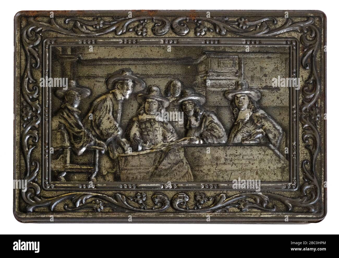 Ancienne Boite Métal Signée Jean A Mercier, Decor Breton