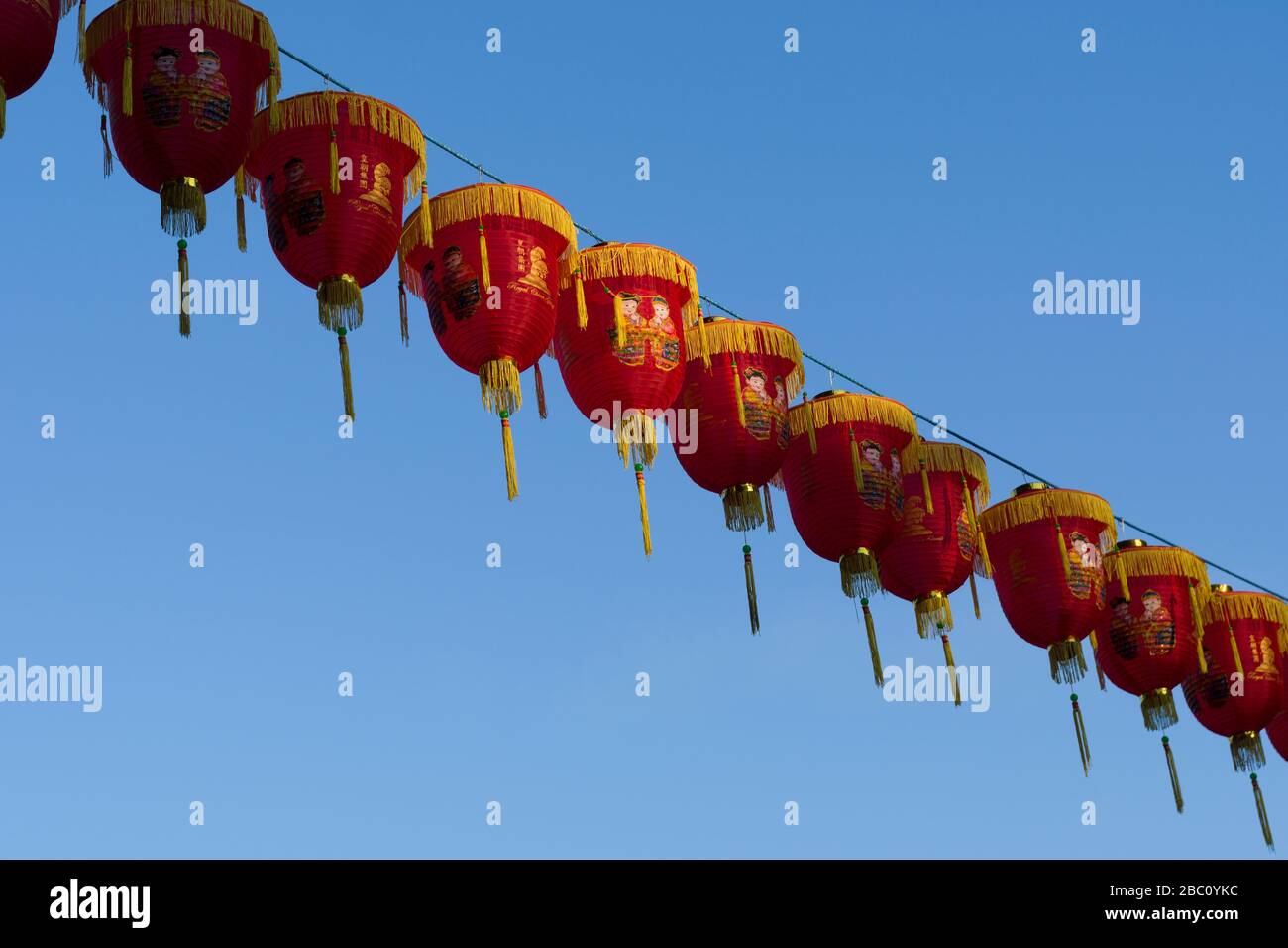 Lanternes chinoises pour la nouvelle année chinoise, Chinatown, Gerrard Street, Londres, Royaume-Uni Banque D'Images