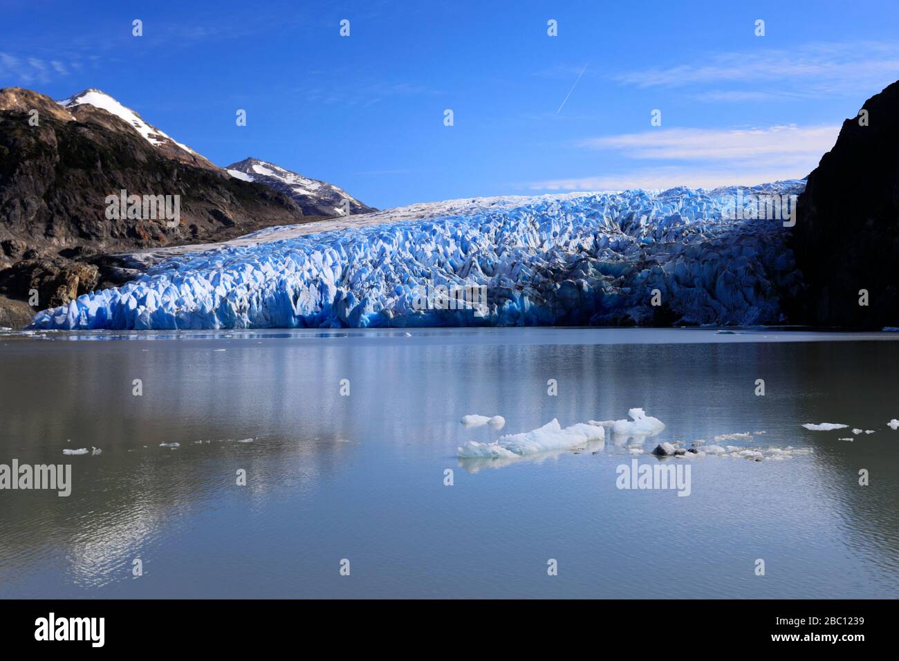 Vue sur le glacier gris, le Lago Gray, le parc national de Torres del Paine, la région de Magallanes, la Patagonie, le Chili Banque D'Images