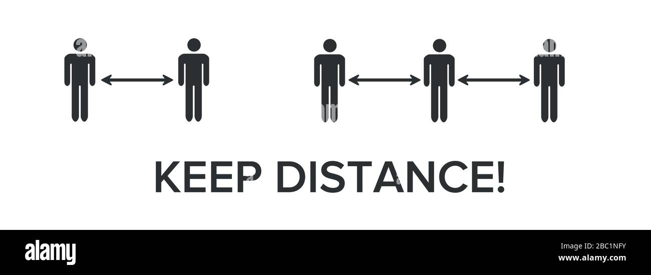 Tenez-vous à distance des foules ou de l'autre icône. Signe de distanciation sociale, peut être utilisé pendant le coronavirus covid19 VECTEUR de prévention de l'éclosion EPS 10 Illustration de Vecteur