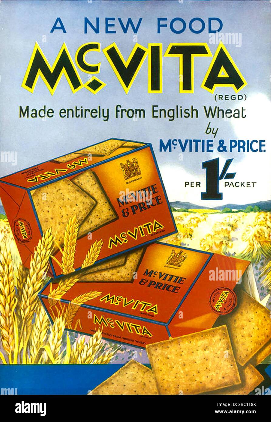 McVitie'S British snack Food fabricants. Publicité biscuit 1935 Banque D'Images