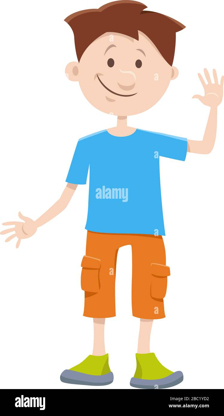 Illustration de dessin animé de l'âge élémentaire ou du personnage adolescent Boy Comic Illustration de Vecteur