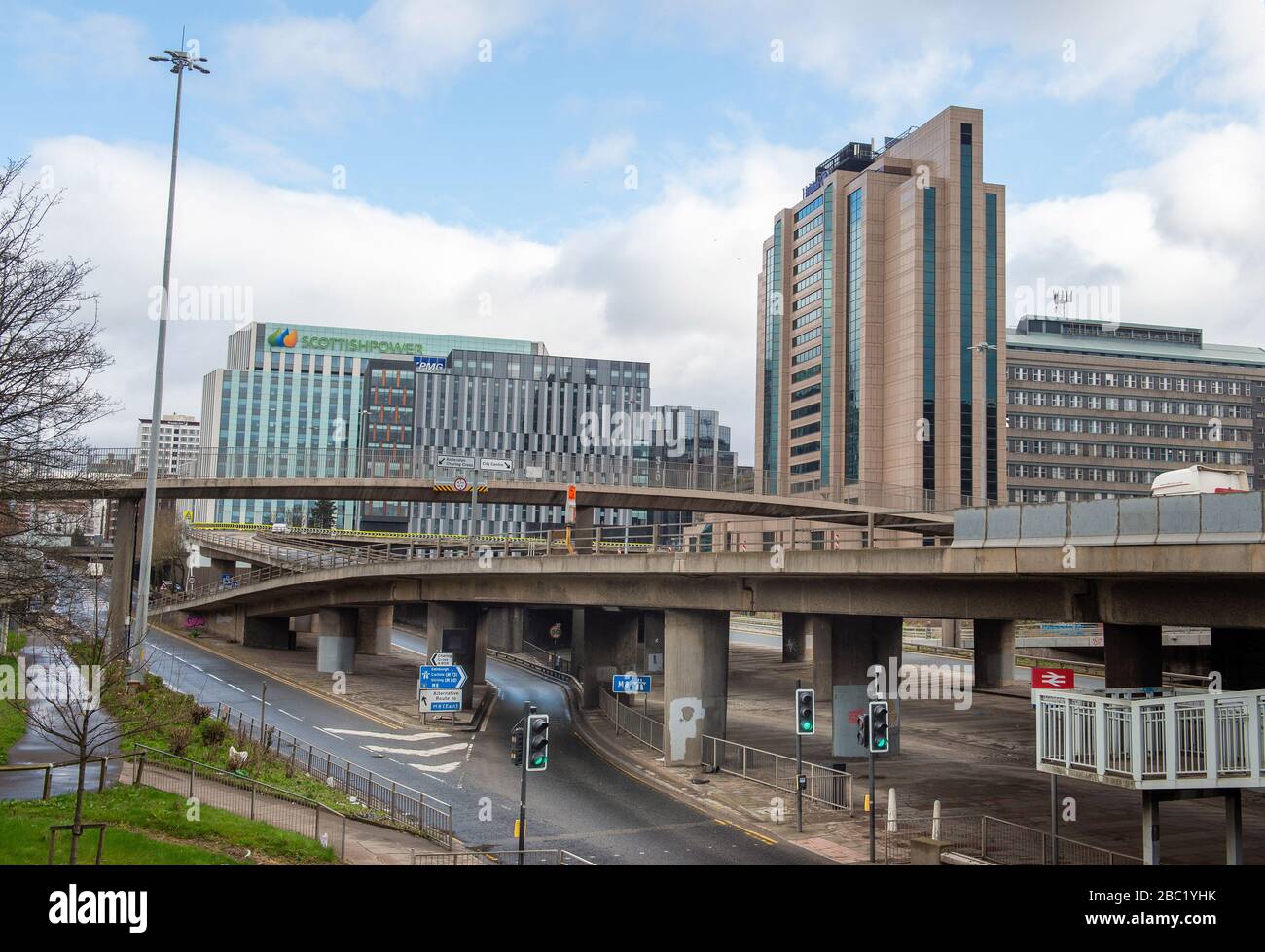 Autoroute Glasgow M 8, zone de Charing Cross de Glasgow pendant le coronavirus, covid 19 verrouillage Banque D'Images