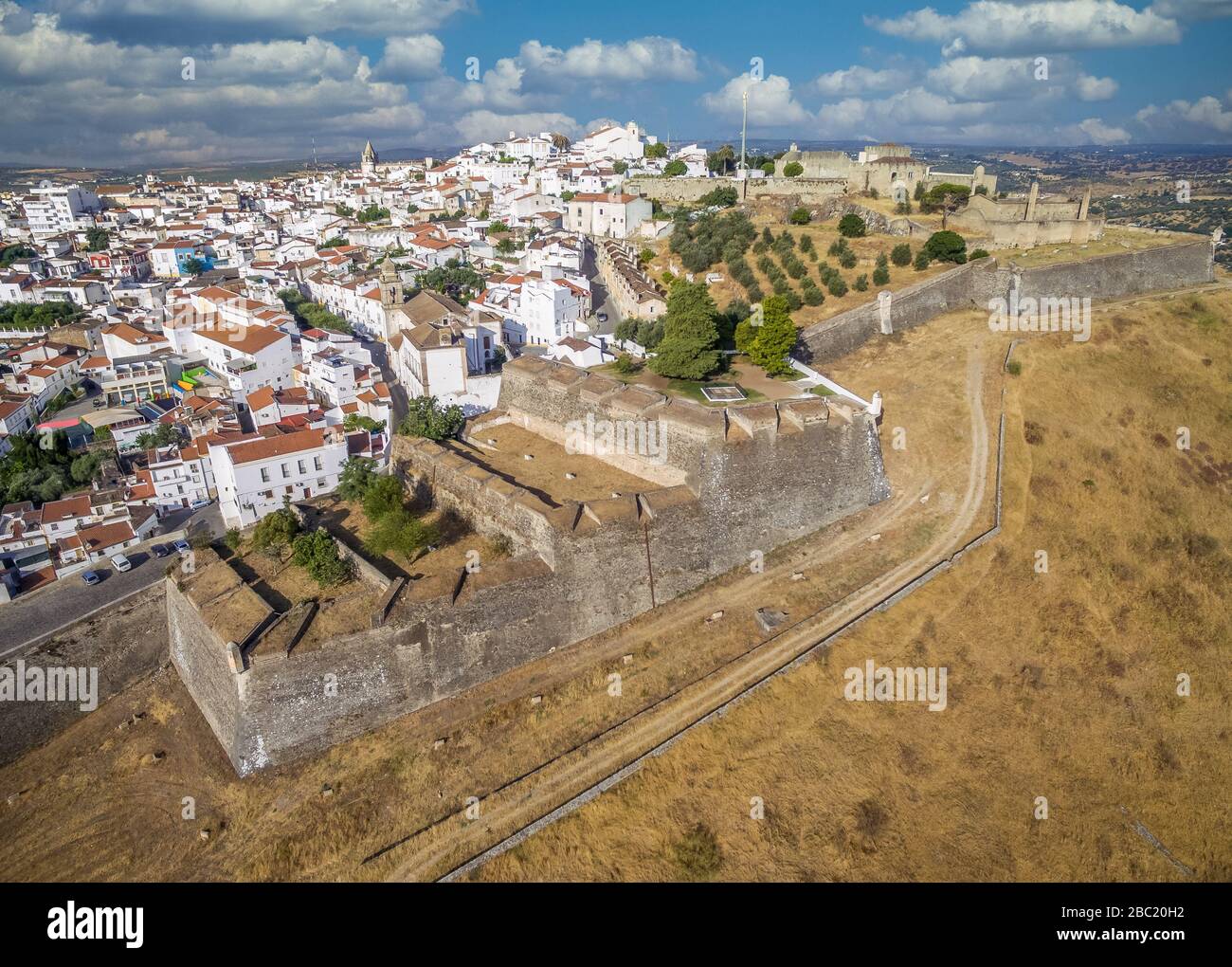 Plate-forme de bastion à plusieurs niveaux pour canons à Elvas fort au Portugal Banque D'Images