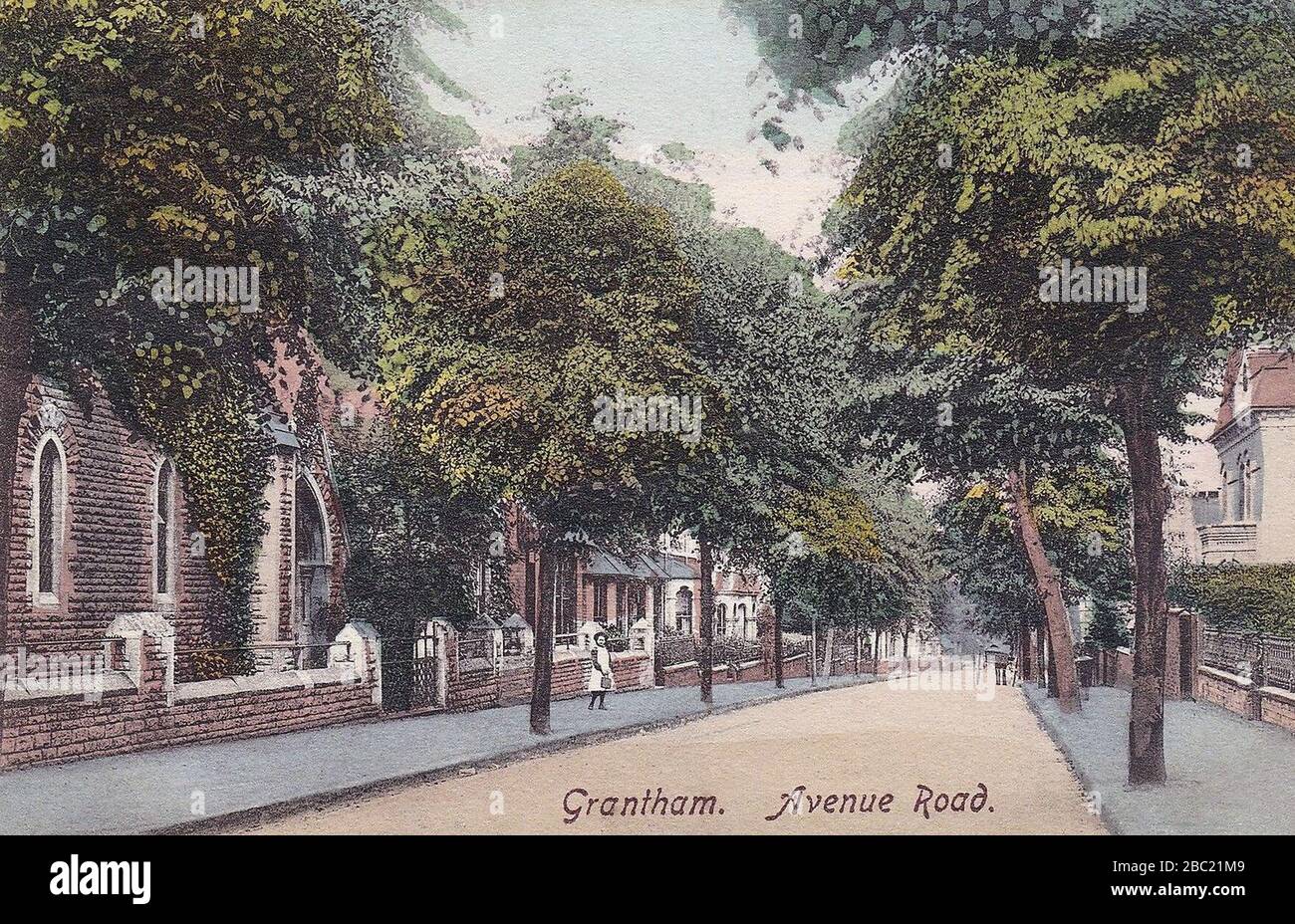 Grantham, Lincolnshire, Angleterre. Avenue route c. 1900-1905. Banque D'Images