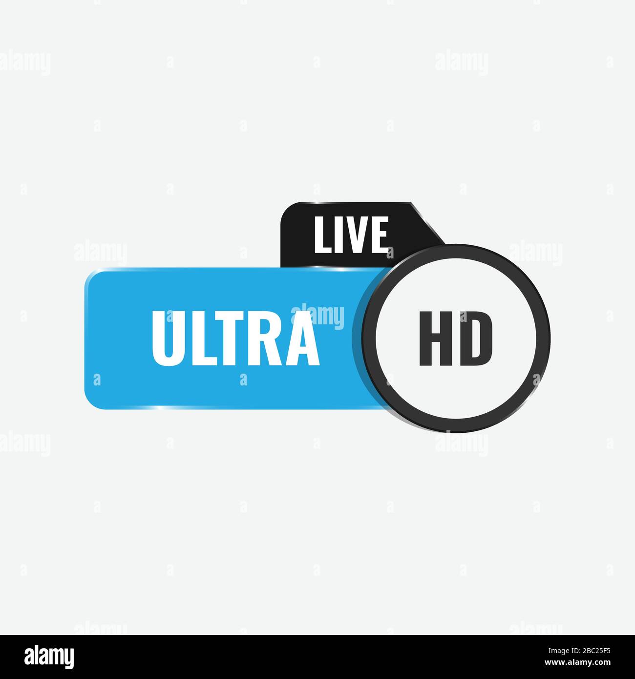 Modèle vectoriel de conception de barres d'icônes de diffusion vidéo avec logo Ultra HD en direct Illustration de Vecteur