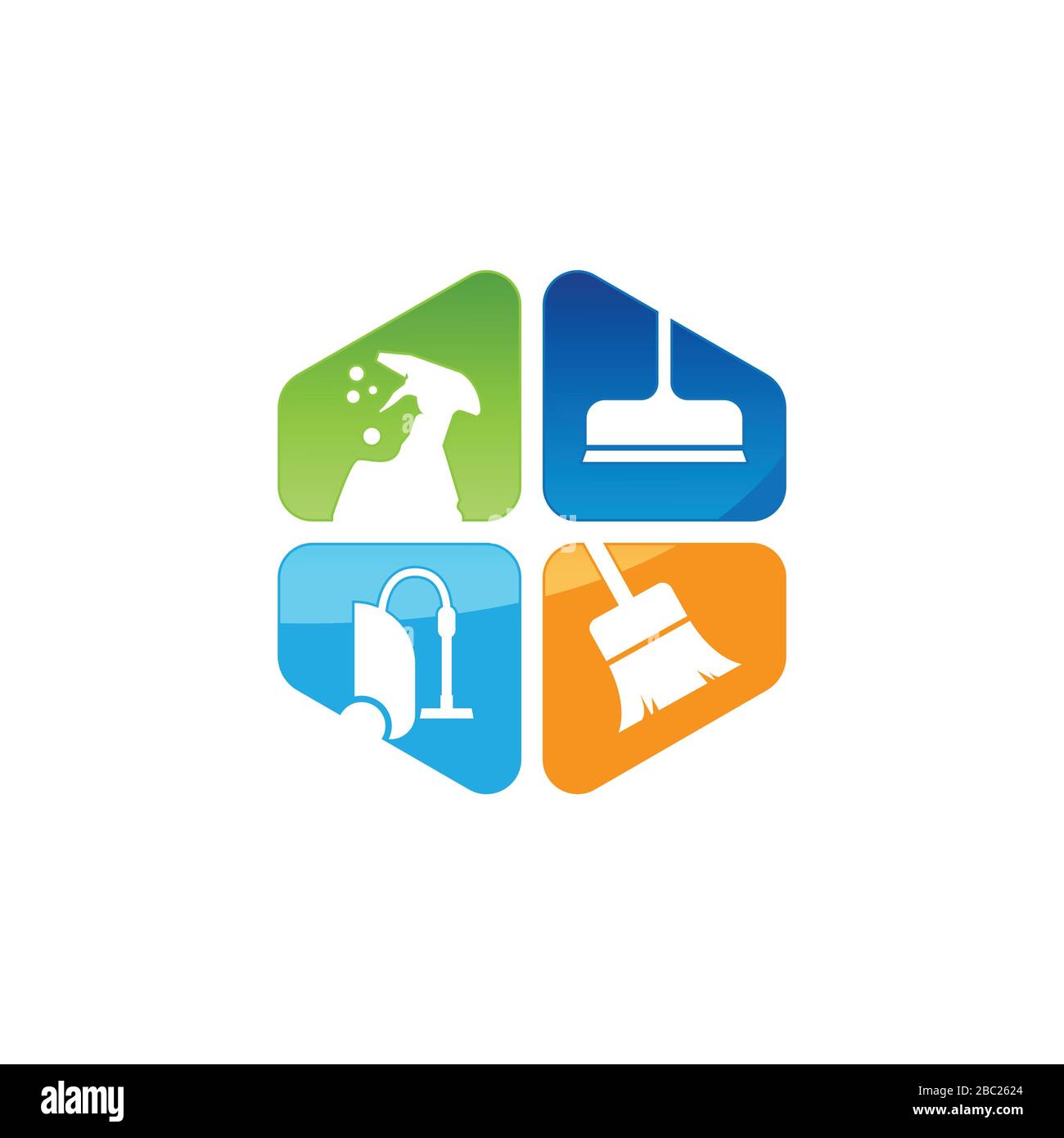 Logo vectoriel du service de nettoyage ou modèle de conception d'icône. Concept écologique pour l'intérieur, la maison et le bâtiment Illustration de Vecteur