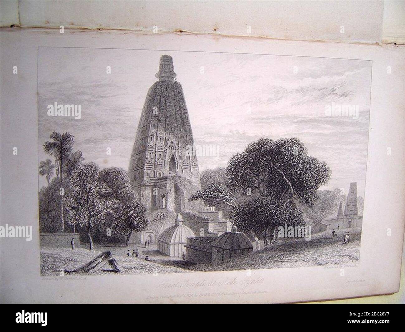 Grand temple de Bode Gyah par William Daniell, 1834. Banque D'Images
