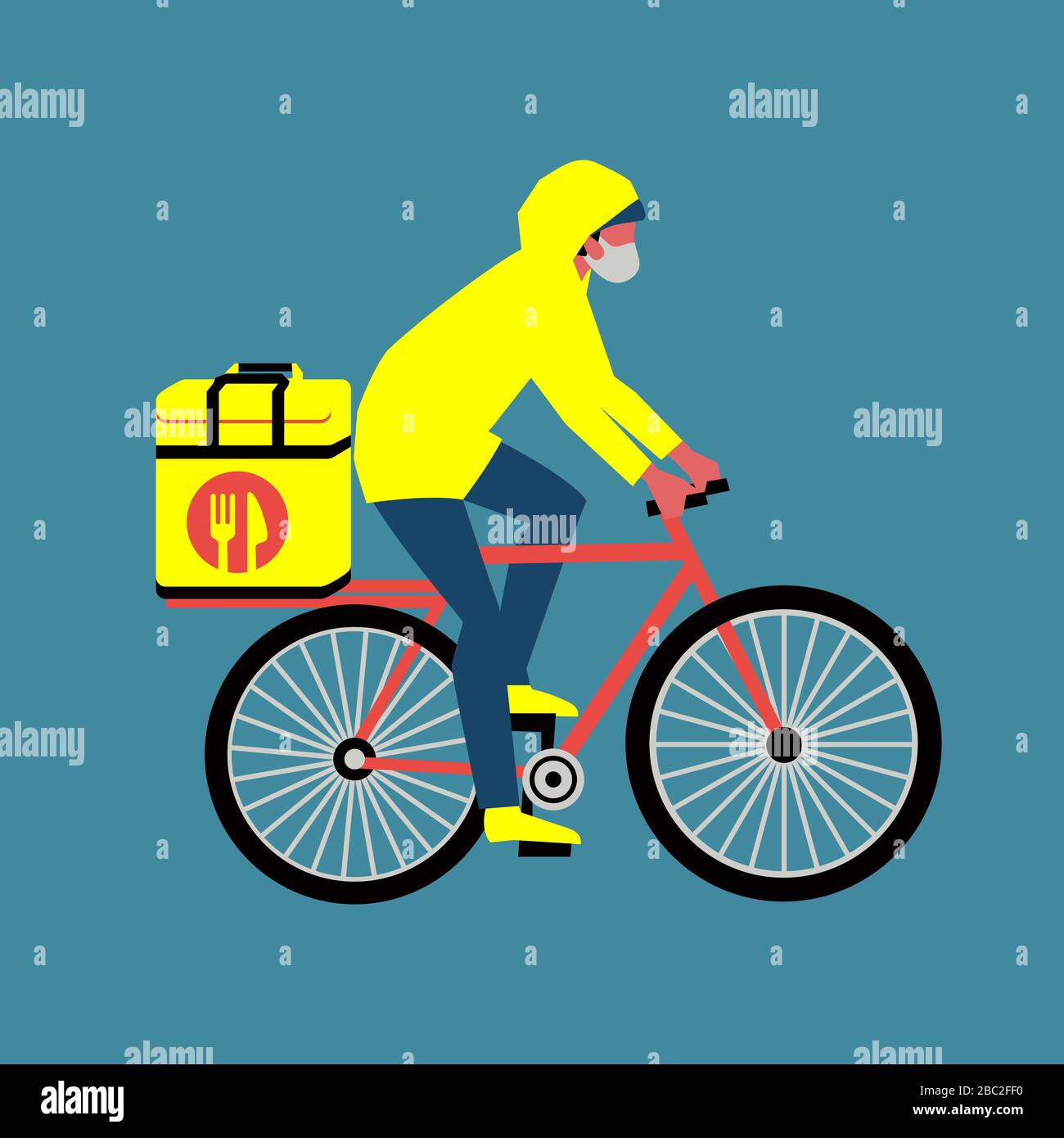 Icône de vecteur de livraison de nourriture sans contact Illustration de Vecteur