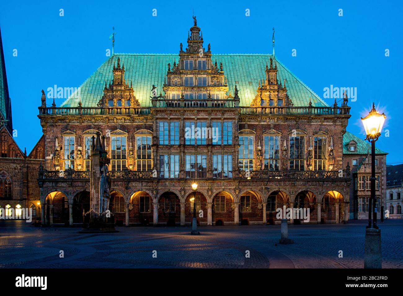 Hôtel de ville de Brême la nuit Banque D'Images
