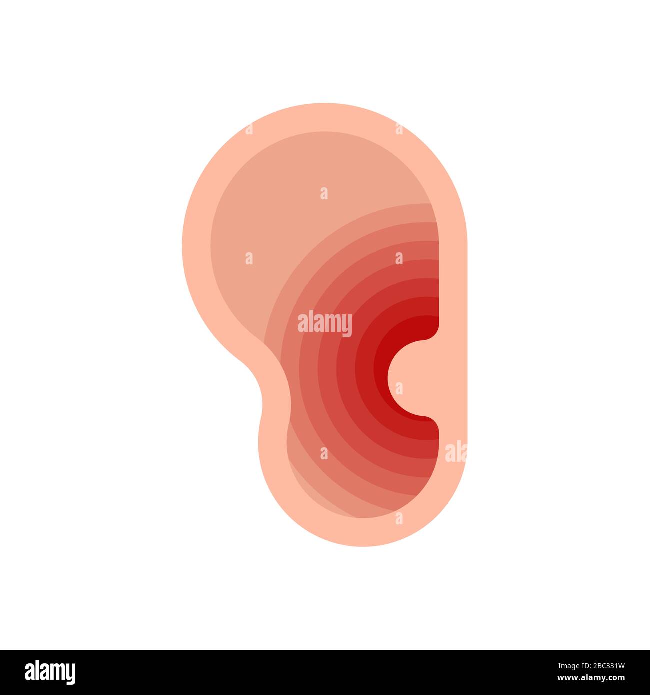 Oreille douloureuse isolée. Illustration vectorielle des maladies de l' oreille Image Vectorielle Stock - Alamy