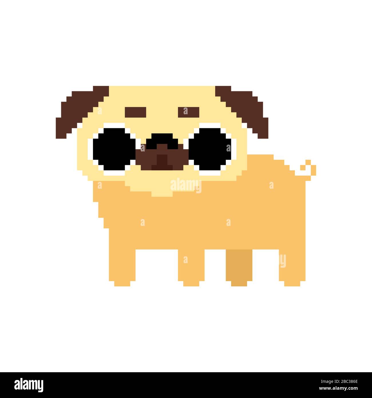 Joli pixel Pug art chien gentil 8 bits. Vecteur PET Illustration de Vecteur