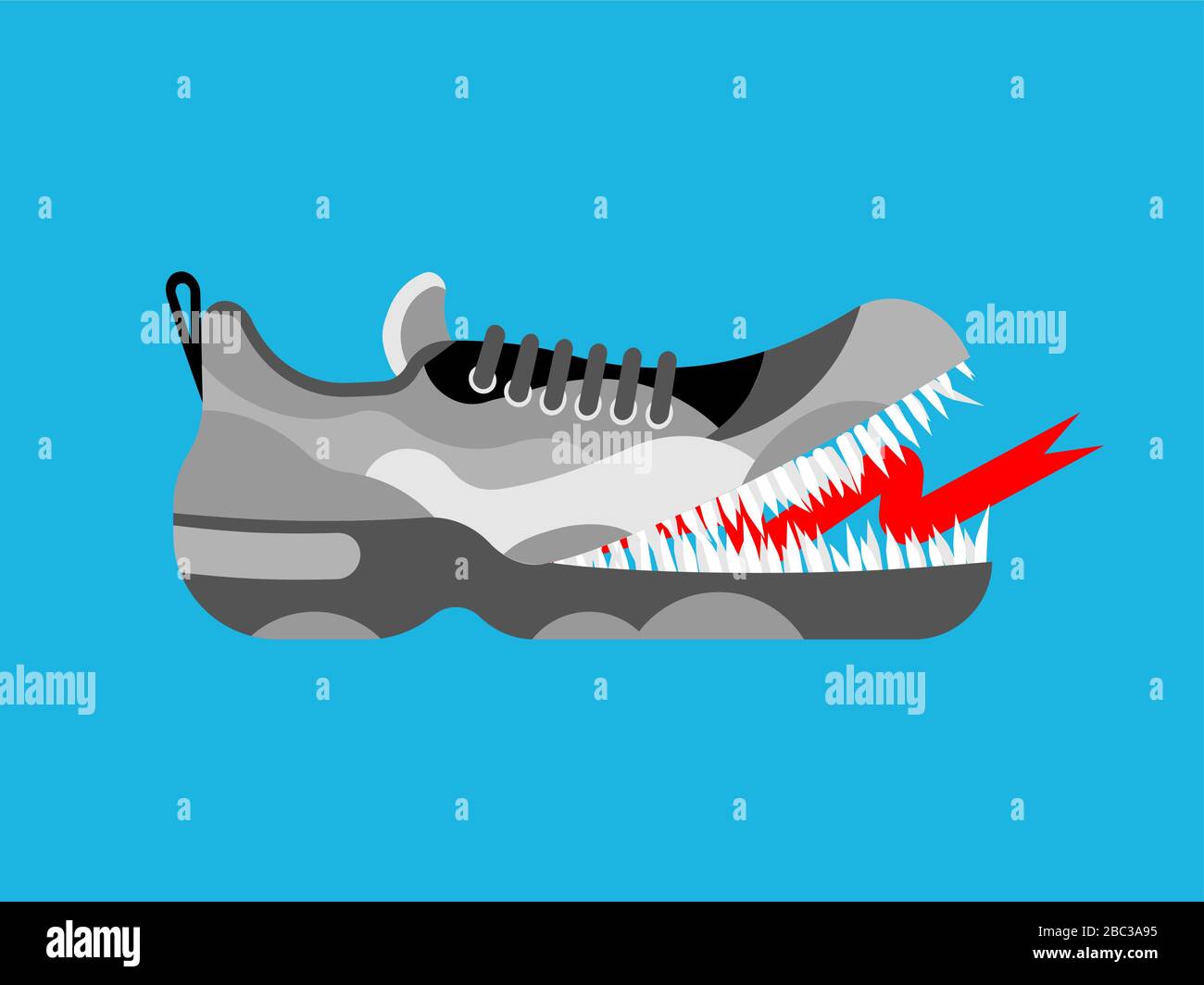 Monstre de Toothy Sneaker. Baskets avec dents. Illustration vectorielle des  chaussures de sport affamées en colère Image Vectorielle Stock - Alamy