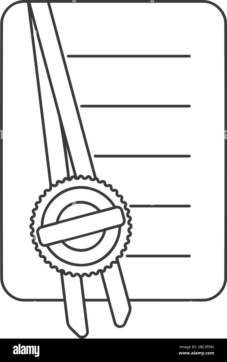 Document notarié avec vecteur de dessin de ligne d'icône de joint apostille Illustration de Vecteur